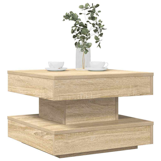 Table basse rotative à 360 degrés chêne sonoma 50x50x34,5 cm