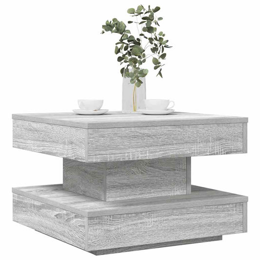 Table basse rotative à 360 degrés sonoma gris 50x50x34,5 cm