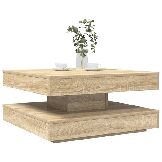 Table basse rotative à 360 degrés chêne sonoma 70x70x34,5 cm