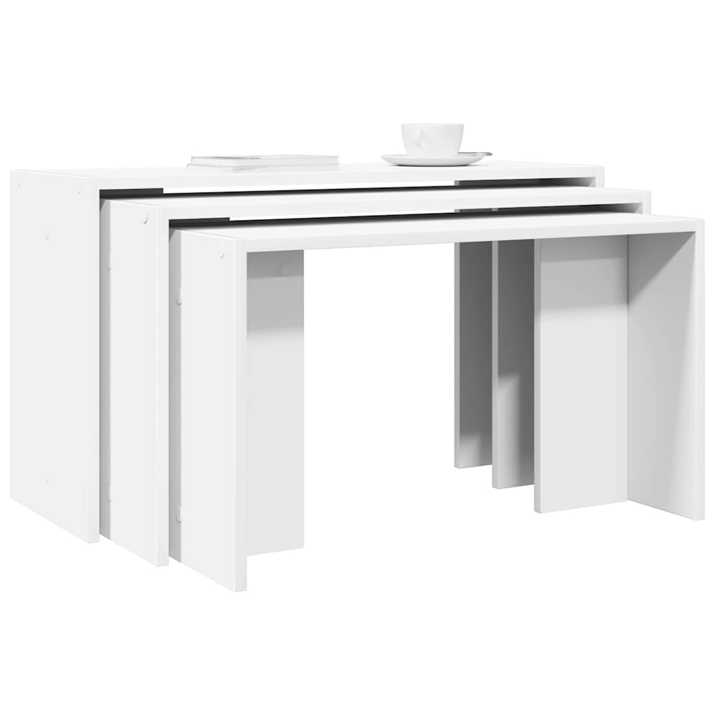 Tables gigognes 3 pcs blanc bois d'ingénierie