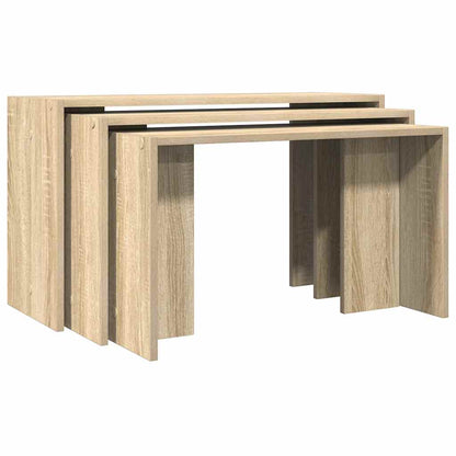 Tables gigognes 3 pcs chêne sonoma bois d'ingénierie