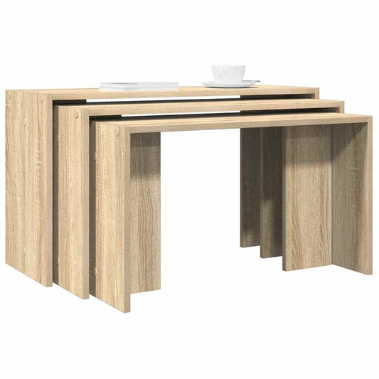 Tables gigognes 3 pcs chêne sonoma bois d'ingénierie