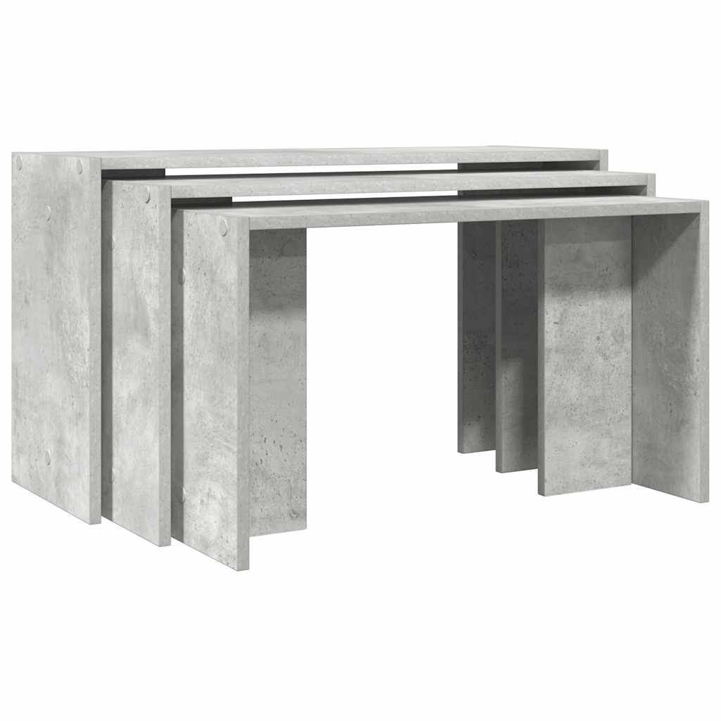 Tables gigognes 3 pcs gris béton bois d'ingénierie