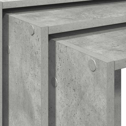 Tables gigognes 3 pcs gris béton bois d'ingénierie