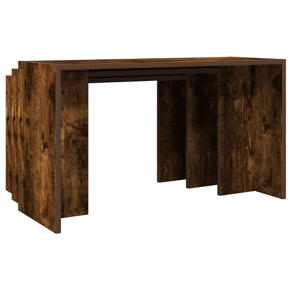 Tables gigognes 3 pcs chêne fumé bois d'ingénierie