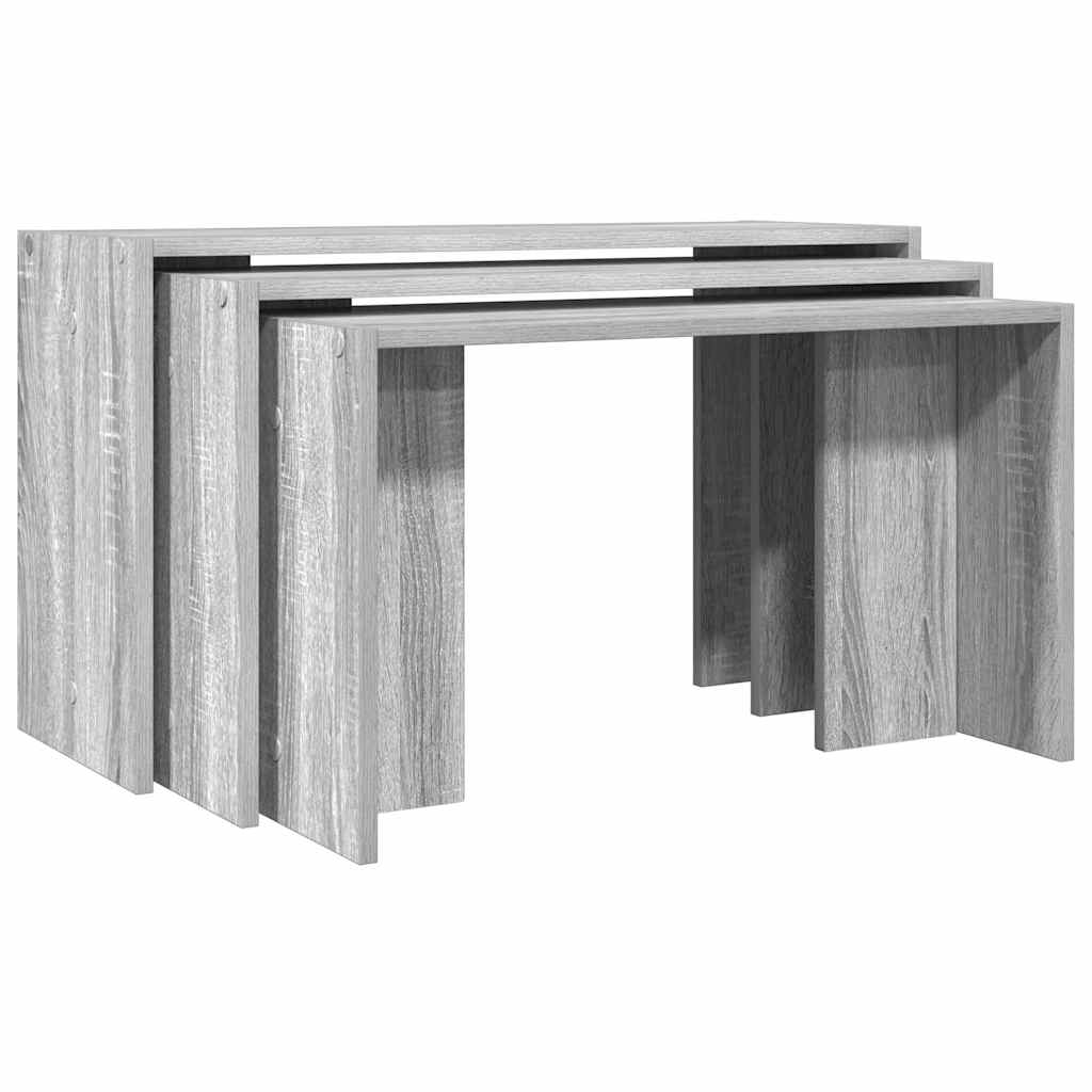 Tables gigognes 3 pcs sonoma gris bois d'ingénierie