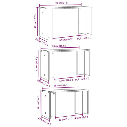 Tables gigognes 3 pcs sonoma gris bois d'ingénierie