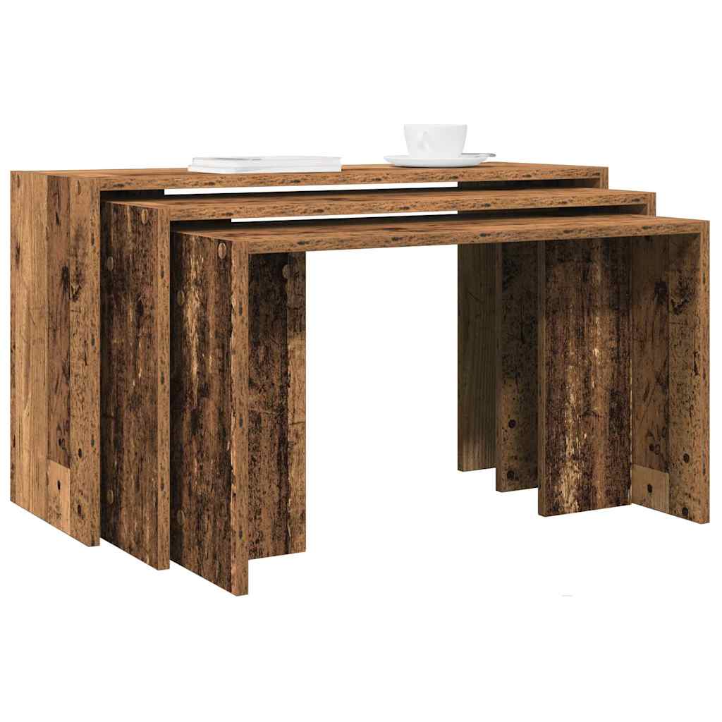 Tables gigognes 3 pcs vieux bois bois d'ingénierie