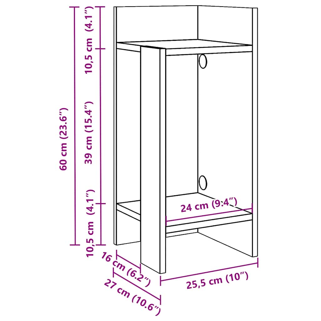 Tables d'appoint 2 pcs avec étagère blanc 25,5x27x60 cm