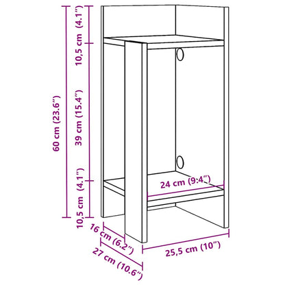 Tables d'appoint 2 pcs avec étagère blanc 25,5x27x60 cm