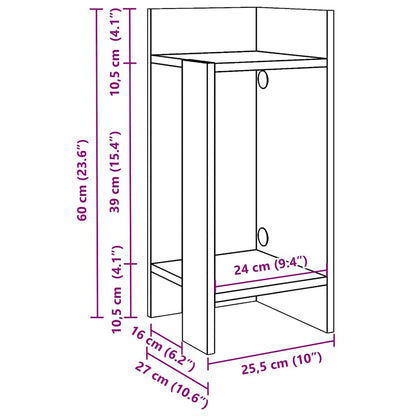 Tables d'appoint 2 pcs avec étagère noir 25,5x27x60 cm