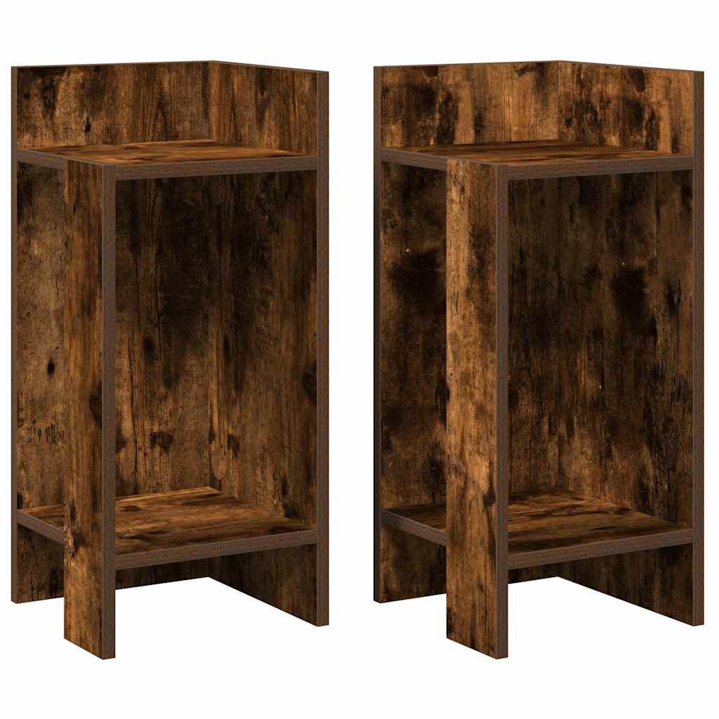 Tables d'appoint 2 pcs avec étagère chêne fumé 25,5x27x60 cm