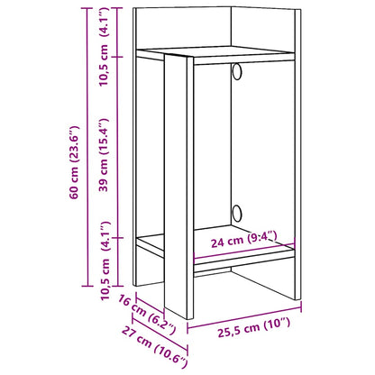 Tables d'appoint 2 pcs avec étagère chêne fumé 25,5x27x60 cm