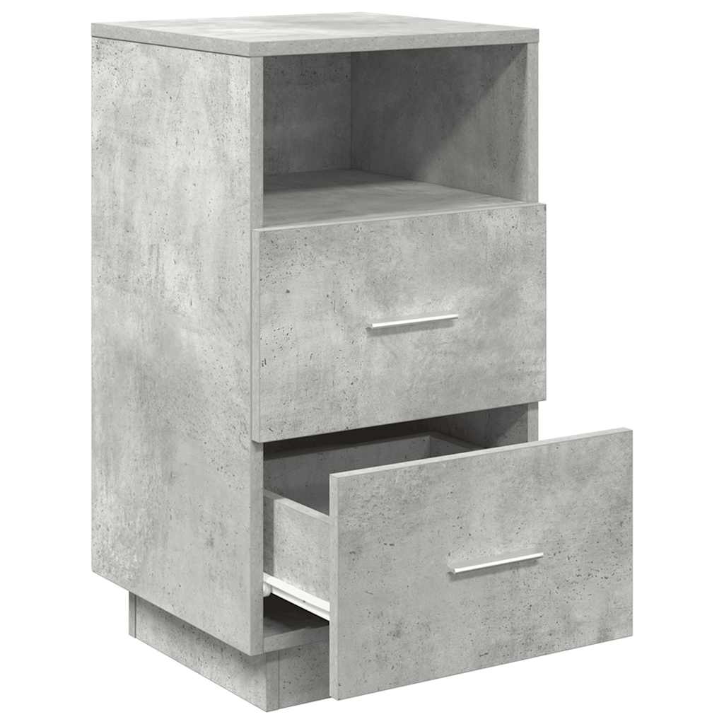 Table de chevet avec 2 tiroirs gris béton 36x36x68 cm