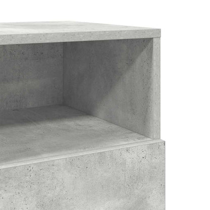 Table de chevet avec 2 tiroirs gris béton 36x36x68 cm