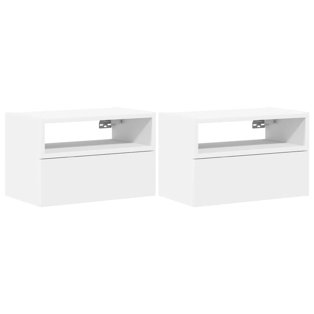 Tables de chevet murales 2 pcs blanc 45x26x28,5 cm