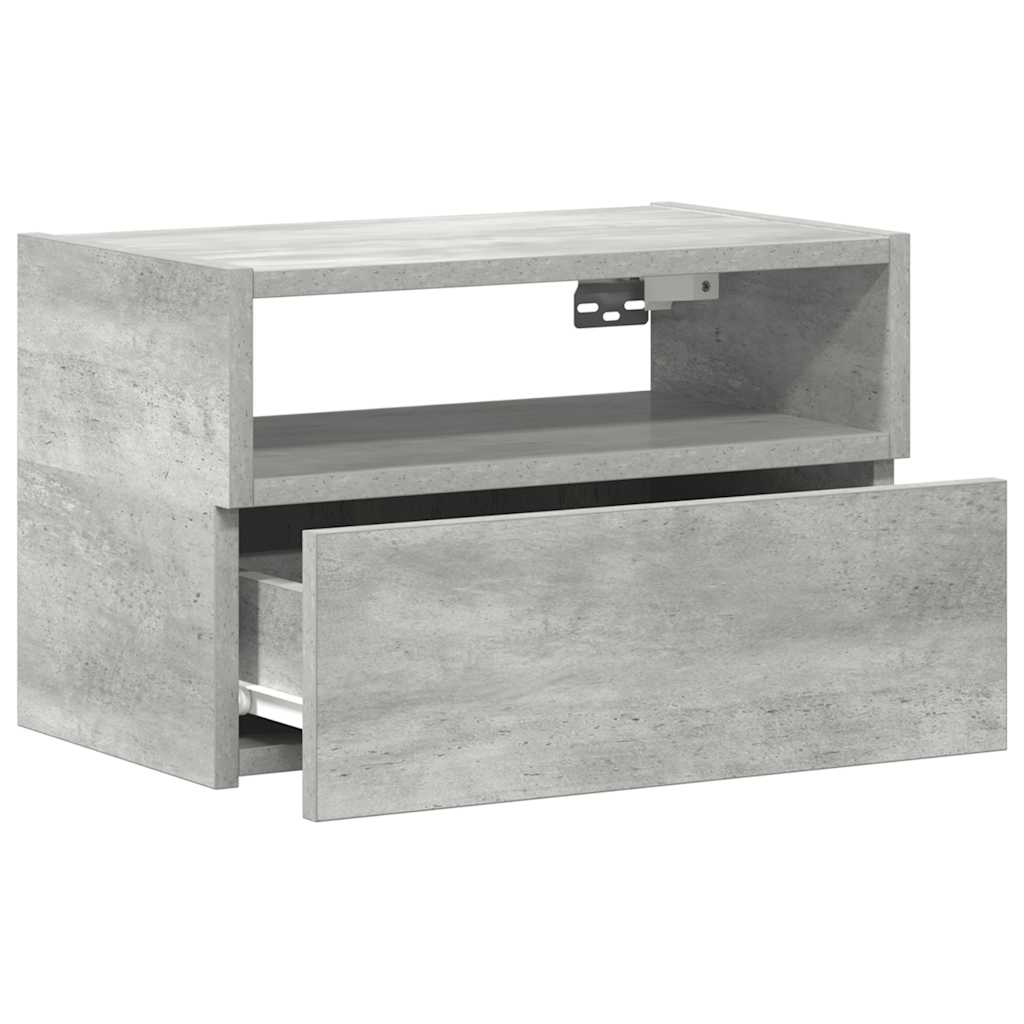 Table de chevet murale gris béton 45x26x28,5 cm