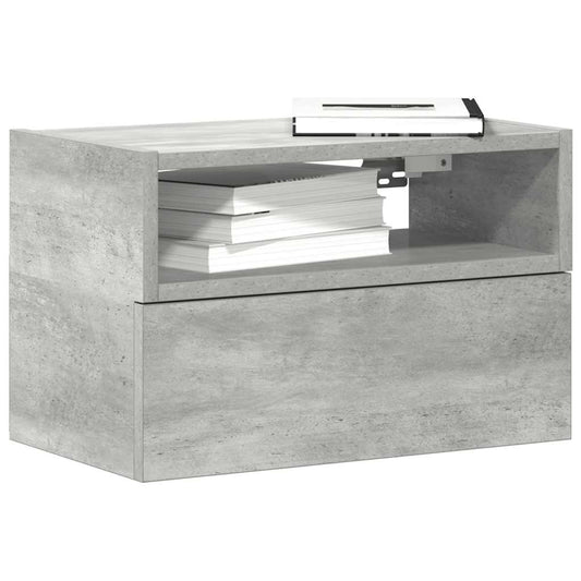 Table de chevet murale gris béton 45x26x28,5 cm