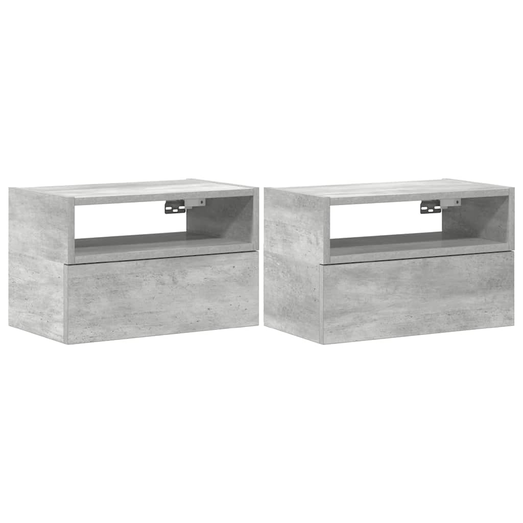 Tables de chevet murales 2 pcs gris béton 45x26x28,5 cm