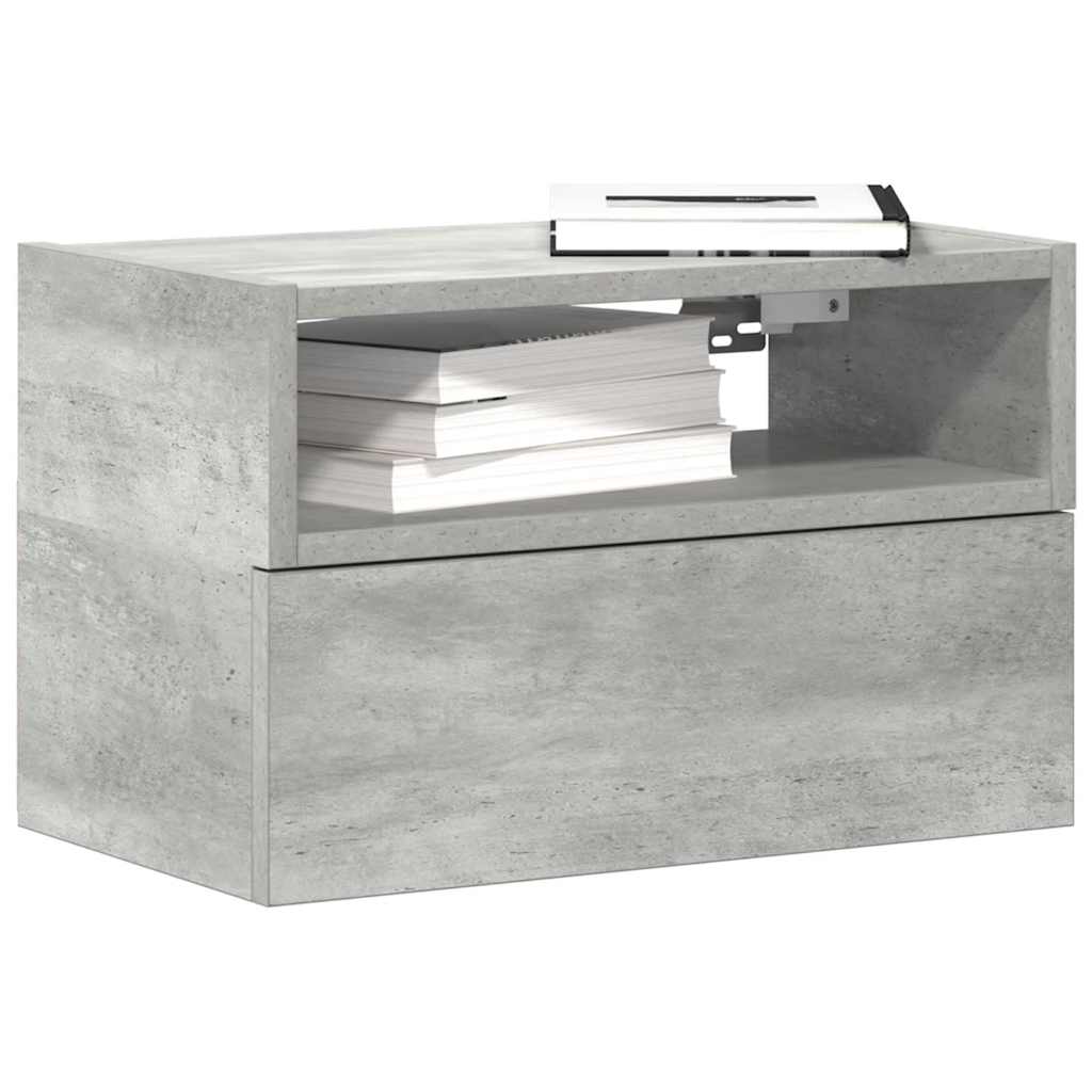 Tables de chevet murales 2 pcs gris béton 45x26x28,5 cm