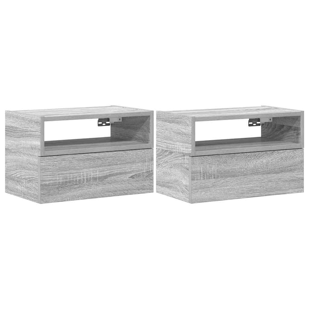 Tables de chevet murales 2 pcs sonoma gris 45x26x28,5 cm