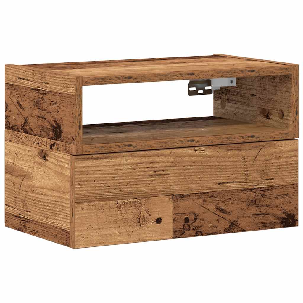 Table de chevet murale vieux bois 45x26x28,5 cm