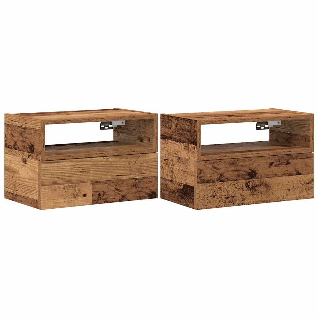 Tables de chevet murales 2 pcs vieux bois 45x26x28,5 cm