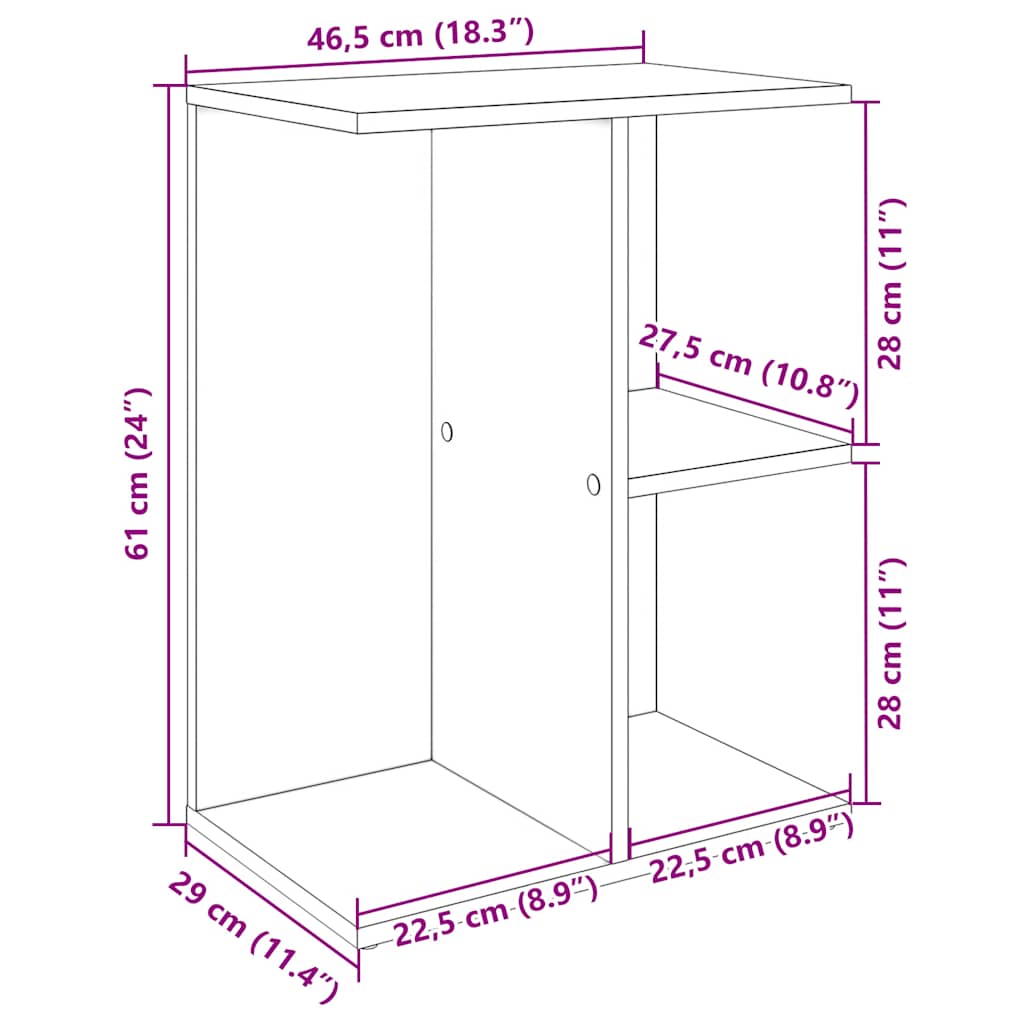 Table de chevet chêne noir 46,5x29x61 cm bois d’ingénierie