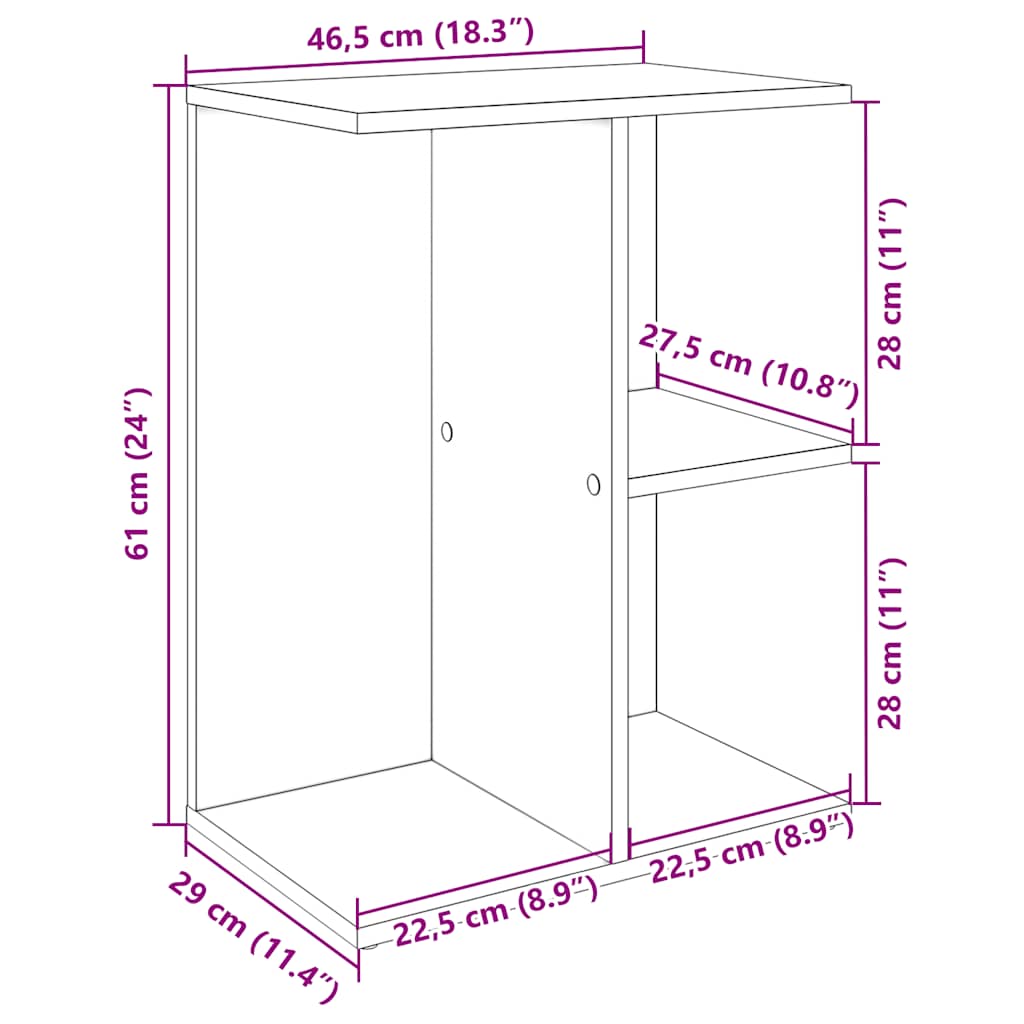 Table de chevet chêne sonoma 46,5x29x61 cm bois d'ingénierie