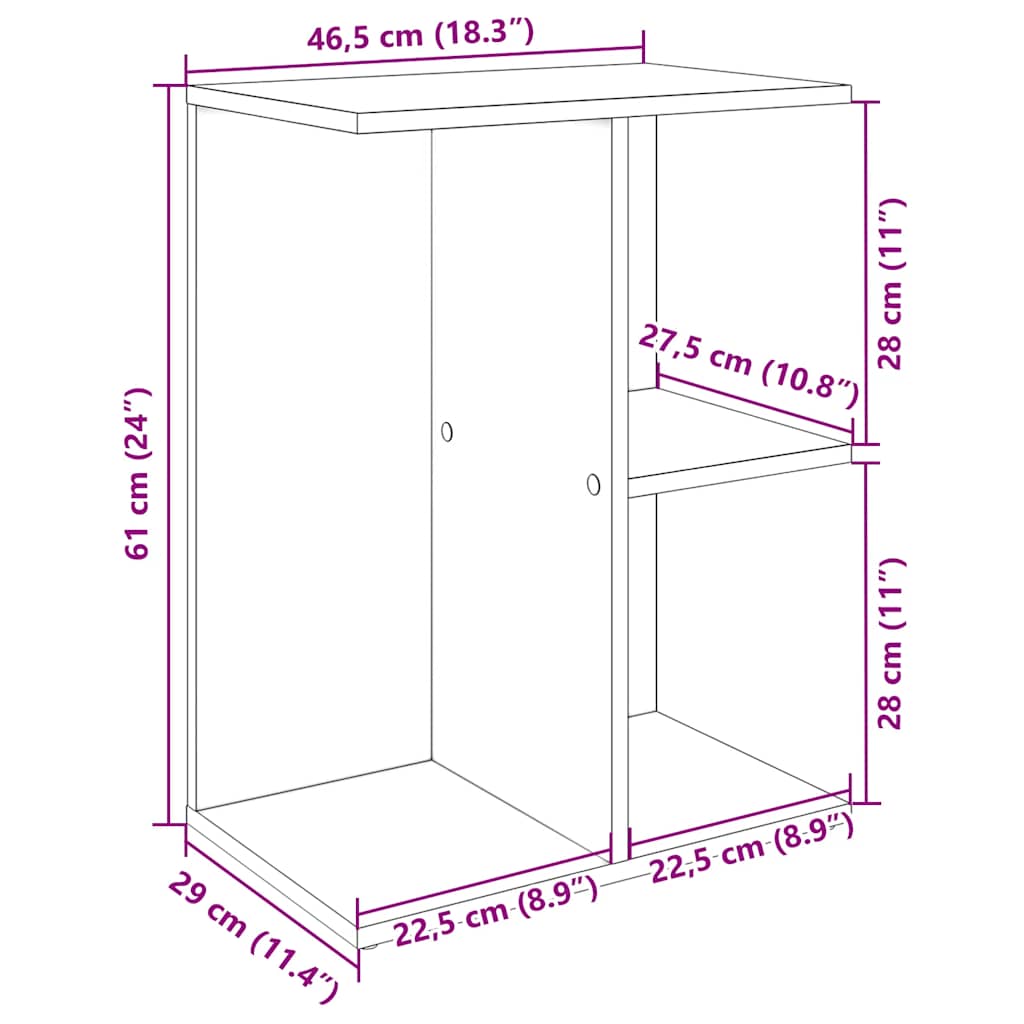 Table de chevet gris béton 46,5x29x61 cm bois d'ingénierie