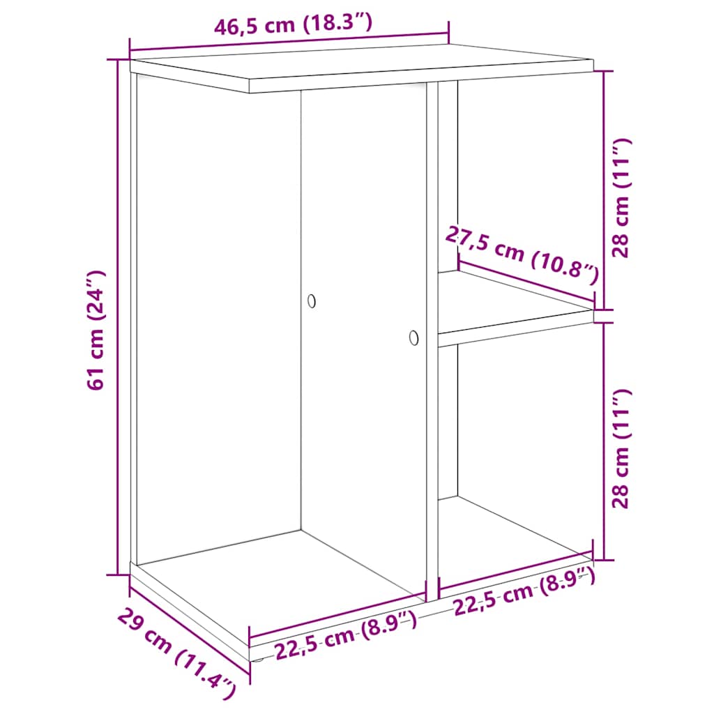 Tables de chevet 2 pcs gris béton 46,5x29x61 cm bois ingénierie