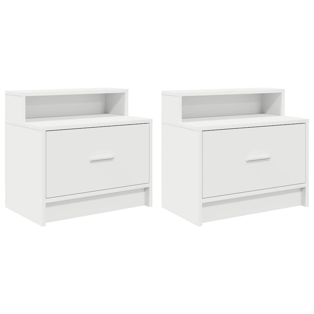 Table de chevet avec tiroir 2 pcs blanc 51x31x47 cm