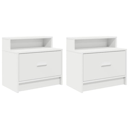 Table de chevet avec tiroir 2 pcs blanc 51x31x47 cm