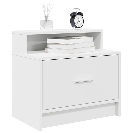 Table de chevet avec tiroir 2 pcs blanc 51x31x47 cm