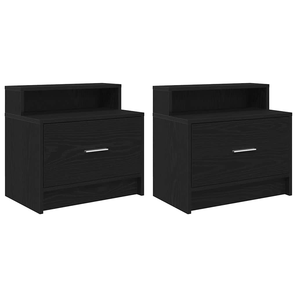 Tables de chevet avec tiroir 2 pcs chêne noir 51x31x47 cm