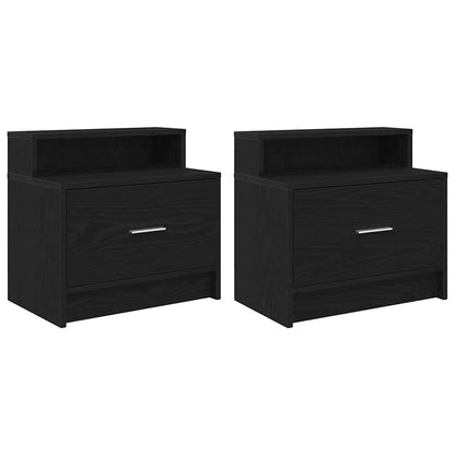 Tables de chevet avec tiroir 2 pcs chêne noir 51x31x47 cm