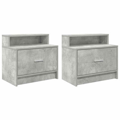 Tables de chevet avec tiroir 2 pcs gris béton 51x31x47 cm