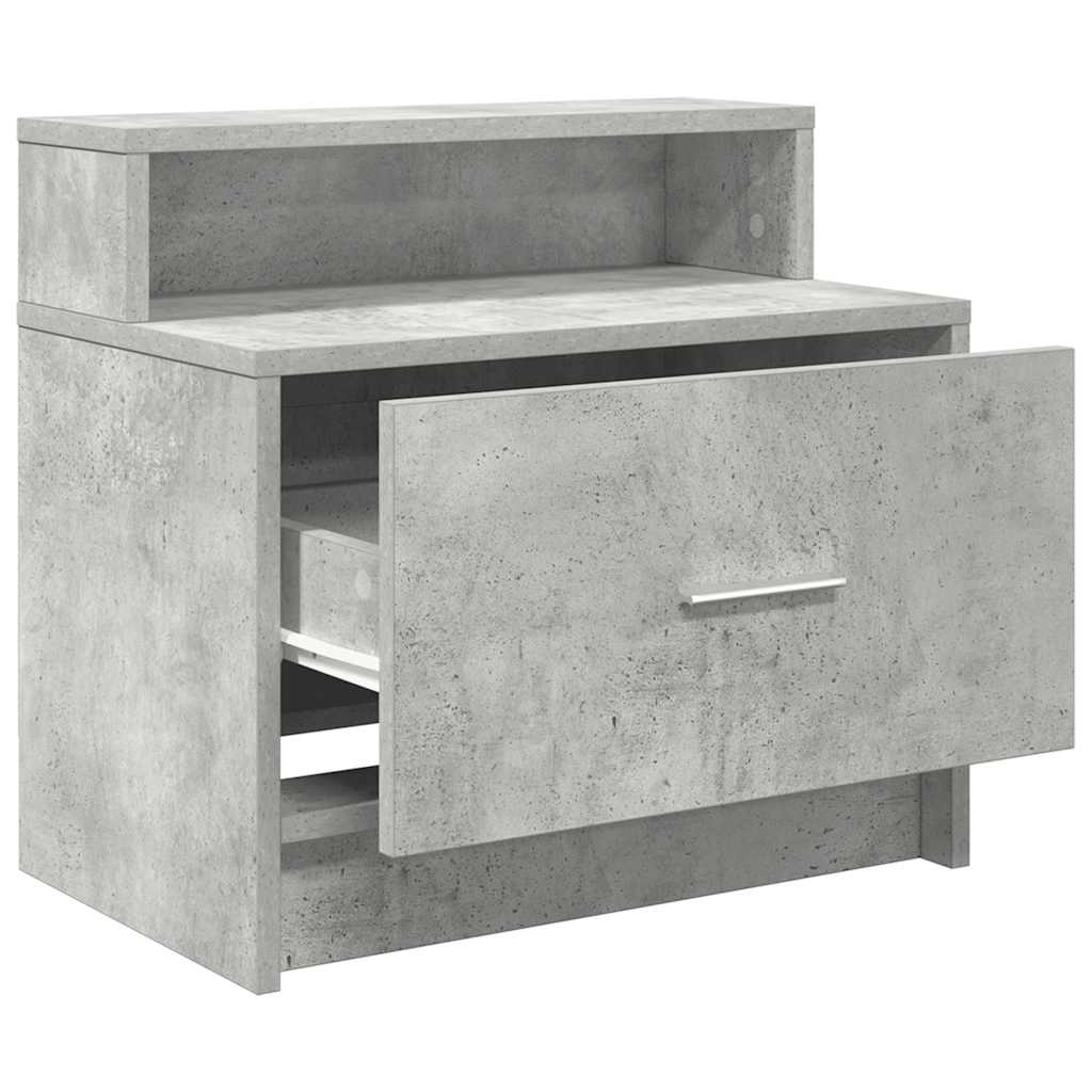 Tables de chevet avec tiroir 2 pcs gris béton 51x31x47 cm