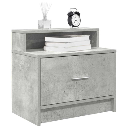 Tables de chevet avec tiroir 2 pcs gris béton 51x31x47 cm