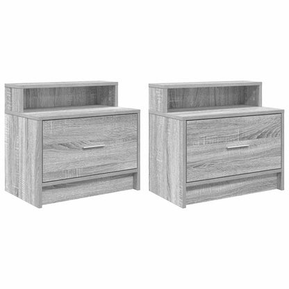 Tables de chevet avec tiroir 2 pcs sonoma gris 51x31x47 cm