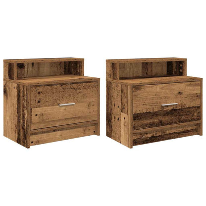 Tables de chevet avec tiroir 2 pcs vieux bois 51x31x47 cm