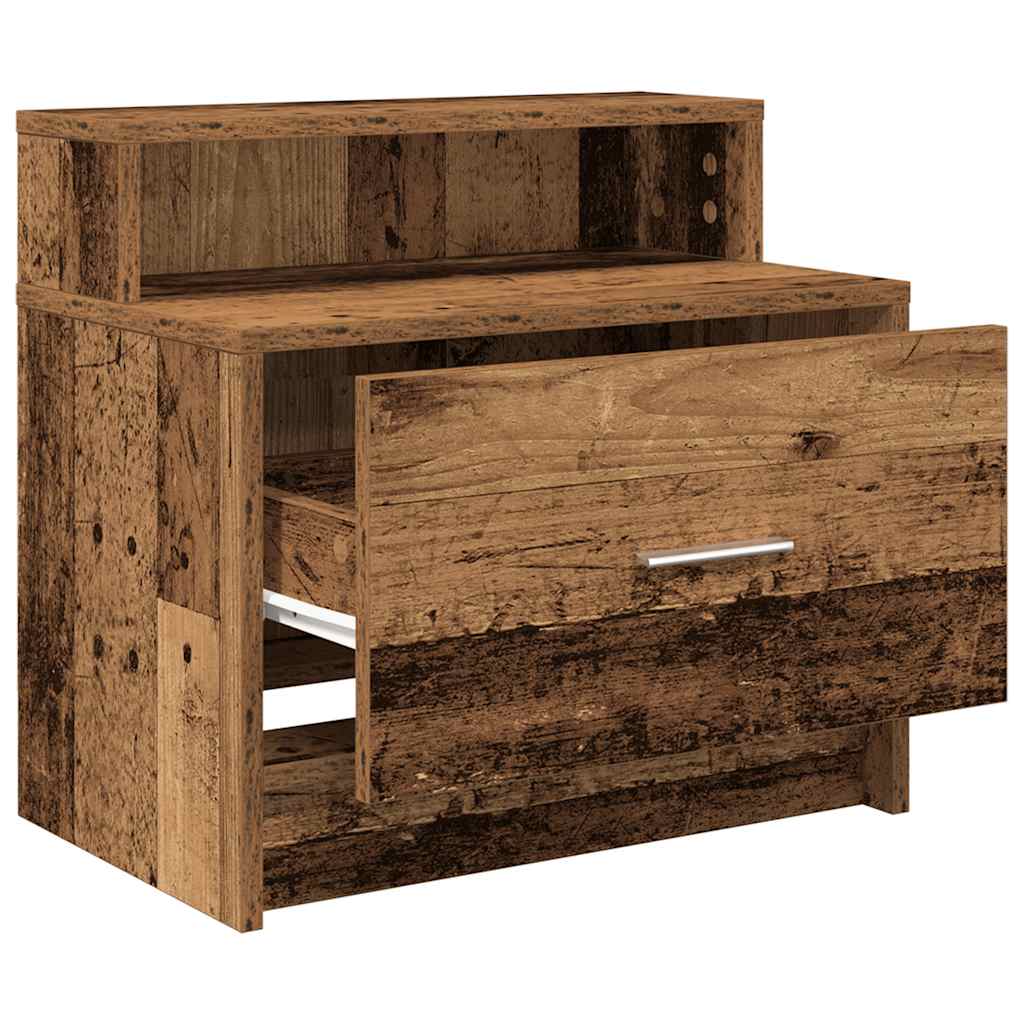 Tables de chevet avec tiroir 2 pcs vieux bois 51x31x47 cm