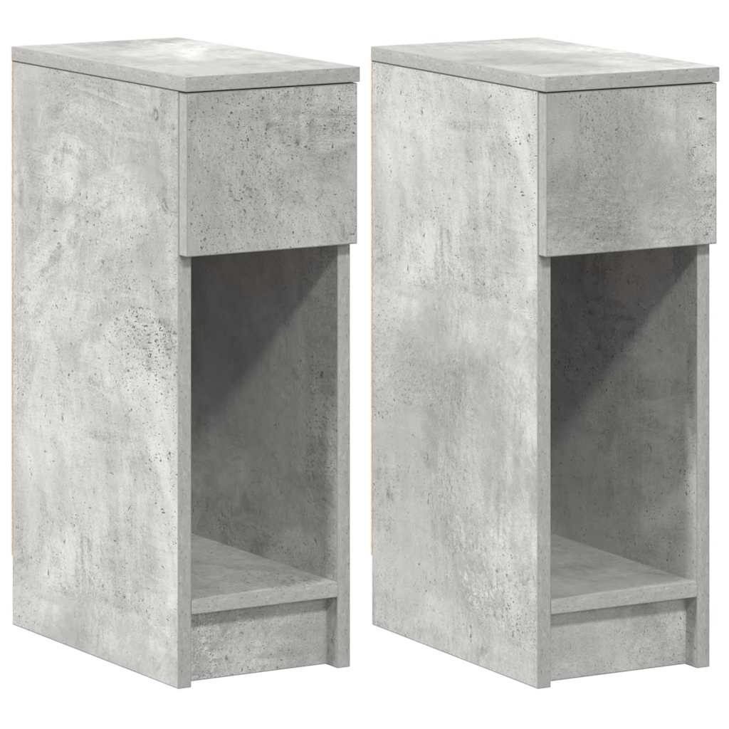 Tables de chevet avec tiroir 2 pcs gris béton 20x36x60 cm