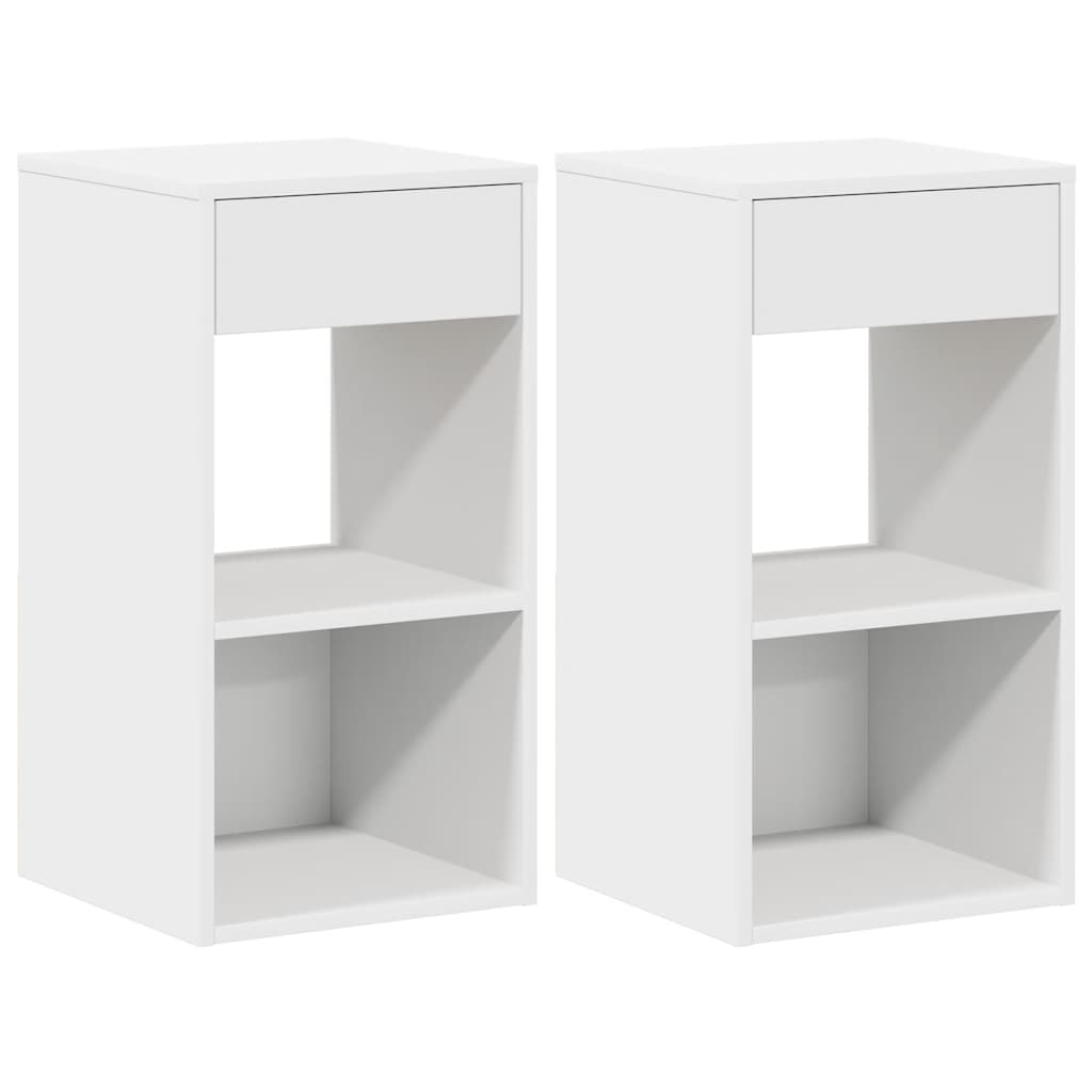 Tables de chevet avec tiroir 2 pcs blanc 35x34x66,5 cm