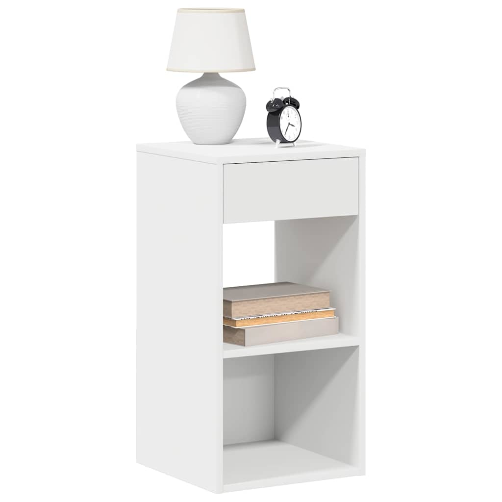 Tables de chevet avec tiroir 2 pcs blanc 35x34x66,5 cm