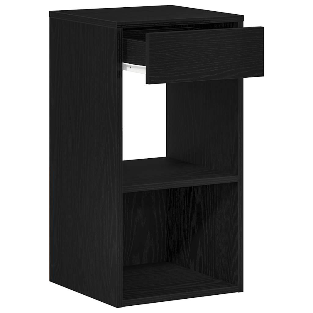 Tables de chevet avec tiroir 2 pcs chêne noir 35x34x66,5 cm