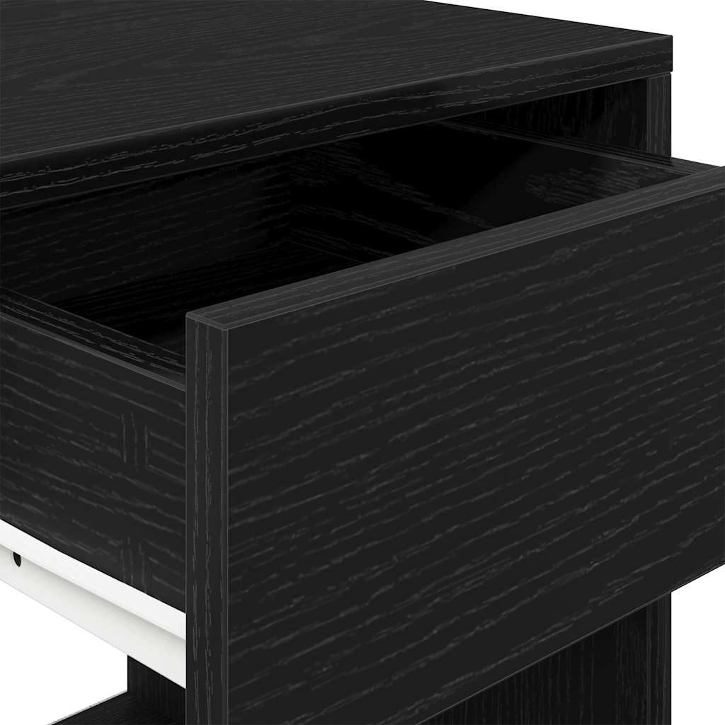 Tables de chevet avec tiroir 2 pcs chêne noir 35x34x66,5 cm