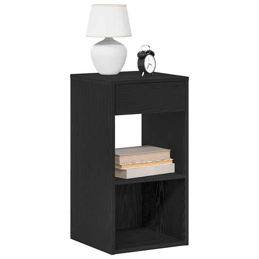 Tables de chevet avec tiroir 2 pcs chêne noir 35x34x66,5 cm