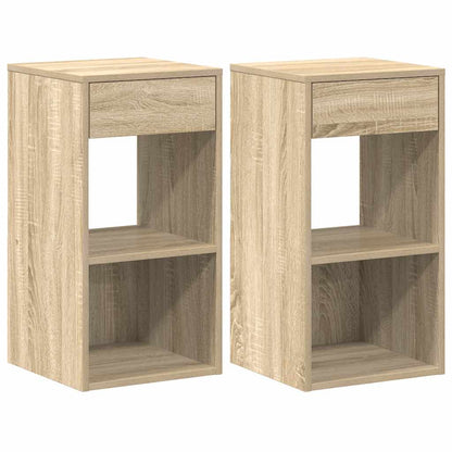 Tables de chevet avec tiroir 2 pcs chêne sonoma 35x34x66,5 cm