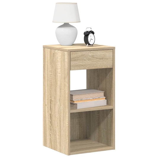 Tables de chevet avec tiroir 2 pcs chêne sonoma 35x34x66,5 cm